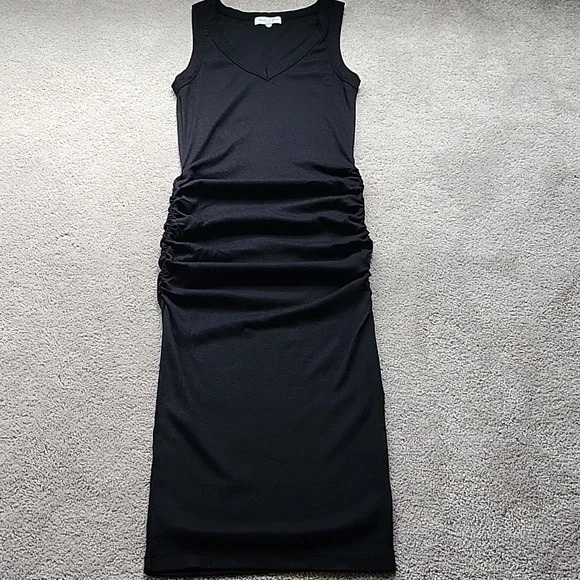michael stars ruched tank dress $98 Michael Stars Key Lime Ruched Ultra Rib Wren Tank Midi Dress S NEW M630